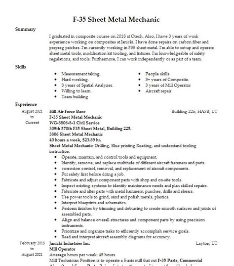 aluminum technician job description